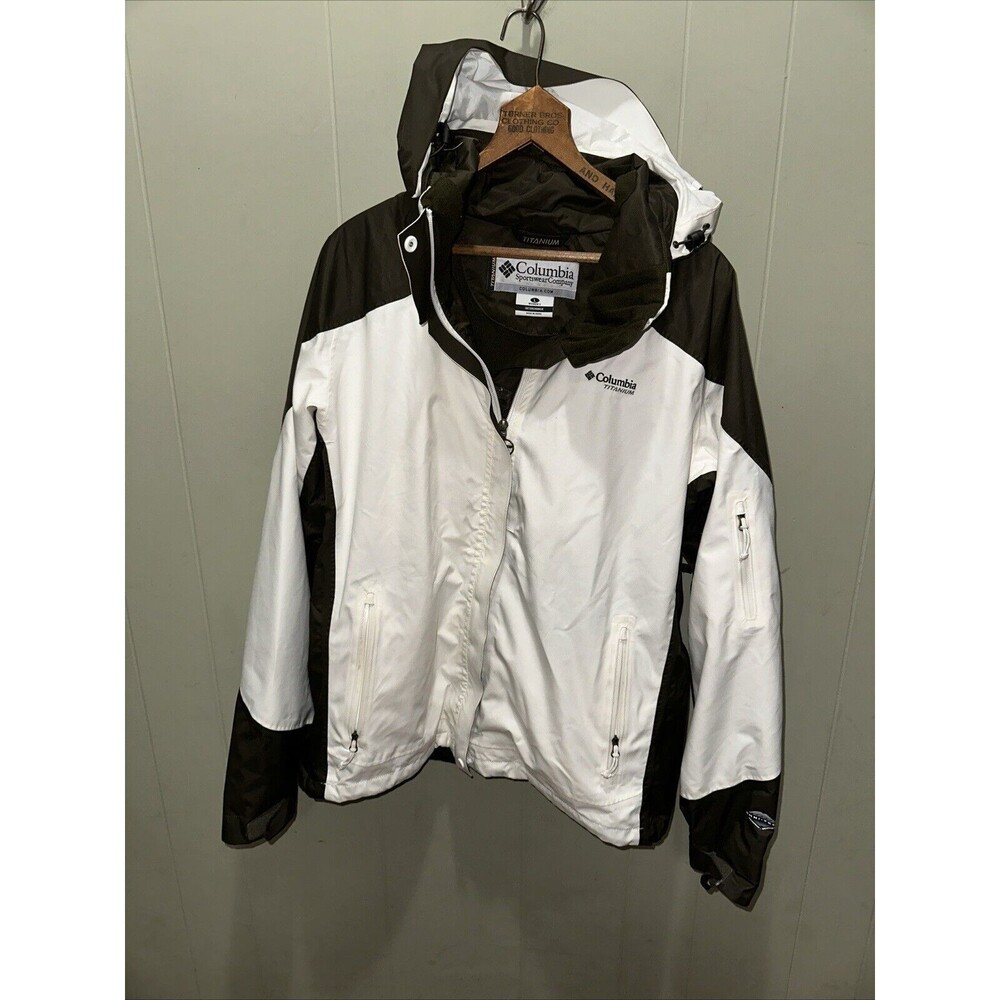 COLUMBIA TITANIUM OMNI-TECH Women's Size L Olive White Waterproof Breathable Ski